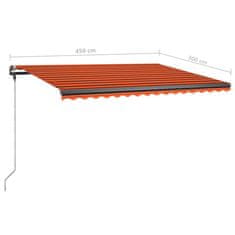 Vidaxl narancs és barna kézzel kihúzható LED-es napellenző 450x300 cm 3069765