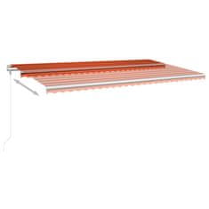 Greatstore narancssárga-barna szélérzékelős és LED-es napellenző 600x350cm