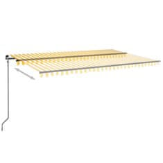 Vidaxl sárga és fehér kézzel kihúzható LED-es napellenző 500x350 cm 3069223