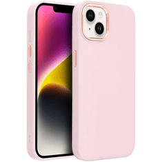 TokShop Apple iPhone 14 Plus, Szilikon tok, közepesen ütésálló, fémhatású kamera keret, Frame Case, rózsaszín (131645)