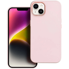 TokShop Apple iPhone 14 Plus, Szilikon tok, közepesen ütésálló, fémhatású kamera keret, Frame Case, rózsaszín (131645)