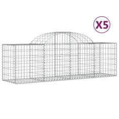 Greatstore 5 db íves horganyzott vas gabion kosár 200x50x60/80 cm