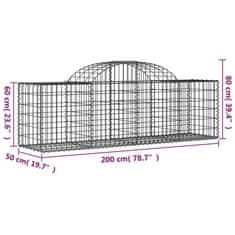 Greatstore 5 db íves horganyzott vas gabion kosár 200x50x60/80 cm