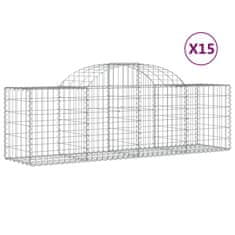 Greatstore 15 db íves horganyzott vas gabion kosár 200x50x60/80 cm