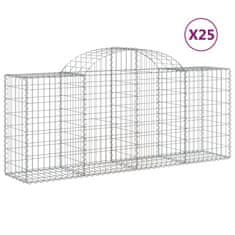 Greatstore 25 db íves horganyzott vas gabion kosár 200x50x80/100 cm