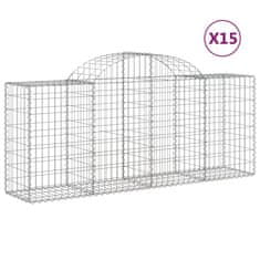 Greatstore 15 db íves horganyzott vas gabion kosár 200x50x80/100 cm