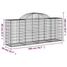 Greatstore 25 db íves horganyzott vas gabion kosár 200x50x80/100 cm