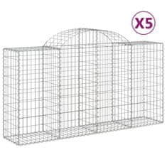 Greatstore 5 db íves horganyzott vas gabion kosár 200 x 50 x 100/120 cm