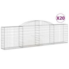 Greatstore 20 db íves horganyzott vas gabion kosár 300x30x80/100 cm