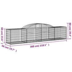 Greatstore 20 db íves horganyzott vas gabion kosár 300x50x60/80 cm