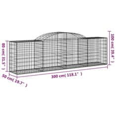 Greatstore 17 db íves horganyzott vas gabion kosár 300x50x80/100 cm