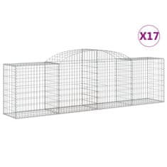 Greatstore 17 db íves horganyzott vas gabion kosár 300x50x80/100 cm