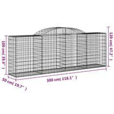 Greatstore 12 db íves horganyzott vas gabion kosár 300 x 50 x 100/120 cm