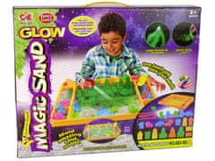 Lean-toys Nagy Kinetikus homok készlet Magic Sand világít a sötétben UV 1.5kg homok