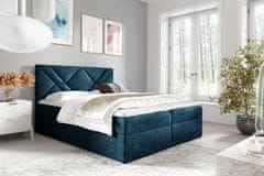 Veneti ASKOT boxspring ágy - 140x200, kék + INGYENES topper