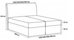 Veneti ISAR boxspring ágy steppelt fejtámlával - 180x200, bézs + INGYENES topper