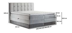 Veneti MARYLIN kárpitozott boxspring ágy 160x200 - szürke + INGYENES topper