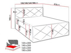 Veneti HALKA ágy matraccal és ágyráccsal - 180x200, szürke 1 + INGYENES topper