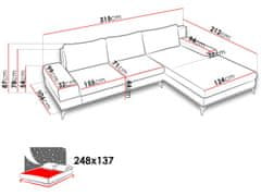 Veneti CAMAS kinyitható sarok ülőgarnitúra tárolóval - sötétszürke, bal sarok