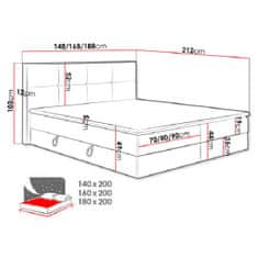 Veneti JERSEY kontinentális ágy 180x200 -barna / szürke + INGYENES topper