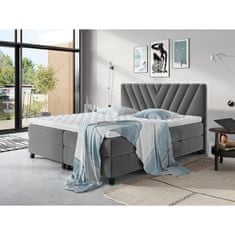 Veneti CAITLYN boxspring ágy 140x200 - szürke + INGYENES topper