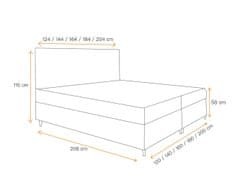 Veneti BRIGITA boxspring ágy tárolóval - 160x200, sárga + INGYENES topper