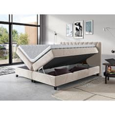 Veneti CAITLYN boxspring ágy 140x200 - szürke + INGYENES topper