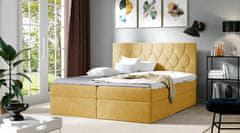 Veneti TIBOR boxspring ágy - 140x200, sárga + INGYENES topper