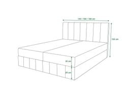 Veneti MADLEN boxspring ágy - 140x200, világoskék