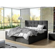 Veneti CAROLA boxspring ágy 140x200 - szürke + INGYENES topper