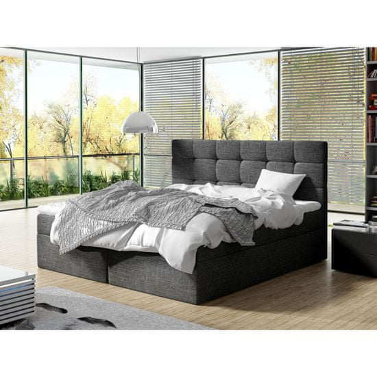 Veneti CAROLA boxspring ágy 180x200 - szürke + INGYENES topper