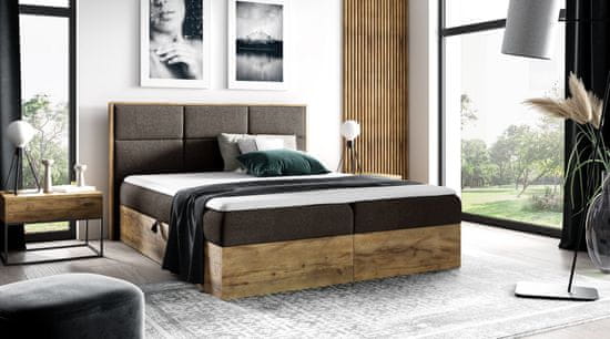 Veneti CHANTELLE 2 boxspring ágy - 200x200, barna + INGYENES topper