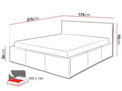 Veneti CHEMUNG franciaágy 160x200 - fekete ökobőr