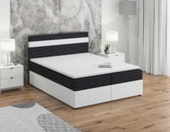 Veneti SISI boxspring ágy 140x200, fekete + fehér ökobőr