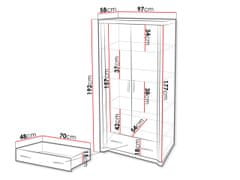 Veneti ARIKA gardróbszekrény polcokkal 97 cm - szarvasgomba tölgy