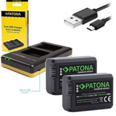 PATONA Photo kettős gyorstöltő Sony NP-FW50 + 2x akkumulátorok 1030mAh USB