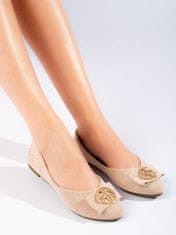 Amiatex Női balerina cipő 100351 + Nőin zokni Gatta Calzino Strech, bézs és barna árnyalat, 36