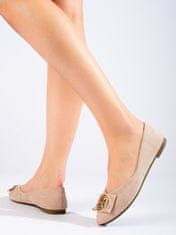 Amiatex Női balerina cipő 100351 + Nőin zokni Gatta Calzino Strech, bézs és barna árnyalat, 36