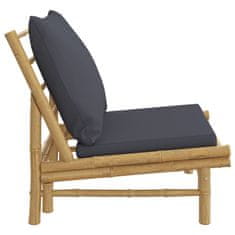 Greatstore 2 db bambusz kerti szék sötétszürke párnákkal