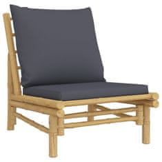 Greatstore 2 db bambusz kerti szék sötétszürke párnákkal