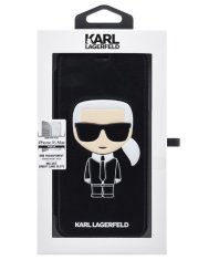 TKG Telefontok iPhone XS Max - Karl Lagerfeld Ikonik Könyv Tok Fekete