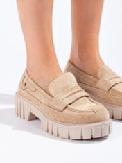 Amiatex Női mokaszin 100481 + Nőin zokni Gatta Calzino Strech, bézs és barna árnyalat, 39