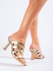 Amiatex Női papucs 100493 + Nőin zokni Gatta Calzino Strech, sárga és arany árnyalat, 36