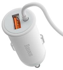 BASEUS CW01 mágneses autós tartó vezeték nélküli töltéssel (szellőzőrácshoz) USB-A töltőadapterrel 15W+25W SUCX040002, fehér