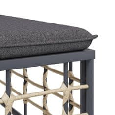 Greatstore 4-részes antracitszürke polyrattan kerti ülőgarnitúra párnákkal