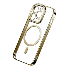 BASEUS Glitter iPhone 14 Pro mágneses telefontok üvegfólia és tisztítókészlet arany (ARMC011015) (ARMC011015)