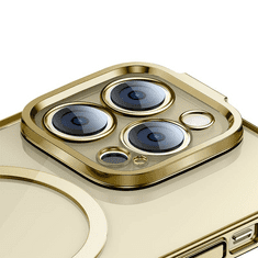 BASEUS Glitter iPhone 14 Pro mágneses telefontok üvegfólia és tisztítókészlet arany (ARMC011015) (ARMC011015)