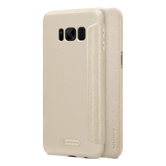 Nillkin SPARKLE műanyag telefonvédő (mikroszálas bőr hatású FLIP, oldalra nyíló) ARANY [Samsung Galaxy S8 Plus (SM-G955)] (5996457692743)
