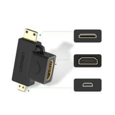 TKG Adapter: UGREEN 20144 - HDMI / Mini HDMI / Micro HDMI HUB porttal adapter, fekete
