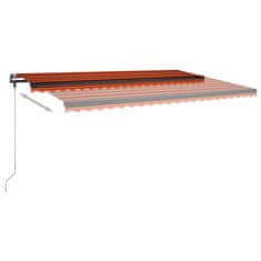 Vidaxl narancs és barna kézzel kihúzható LED-es napellenző 500x300 cm 3069785